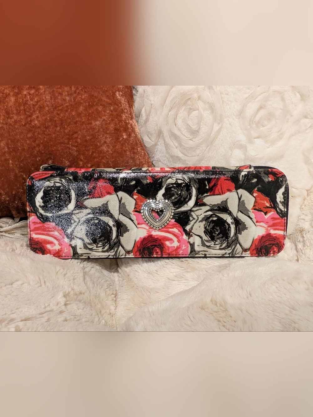 Brighton Madison Floral Heart Travel Jewelry Case